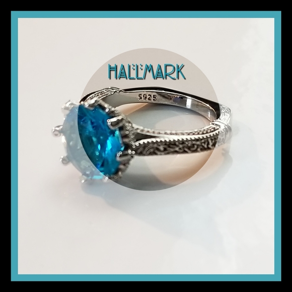 12.1CTTW Sea Blue Aquamarine S925 Fine SS Ring - Picture 2 of 4